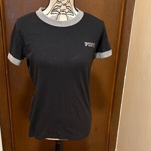 PINK Victoria's Secret Black Tee with Gray Trim  Pre- Loved